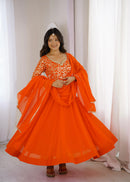 GFS 61 Designer Georgette  Sequence Embroidery Work Gown