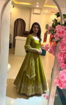 SSR 544 Crunchy Silk Embroidered Sequence Work Gown