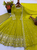 SSR 544 Crunchy Silk Embroidered Sequence Work Gown