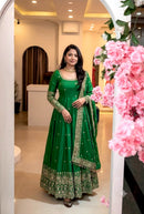 SSR 544 B Crunchy Silk Embroidered Sequence Work Gown