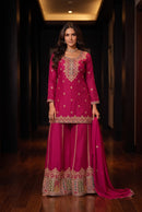 Aurraa Designer 6103 Premium Chinon Silk Sharara Suit