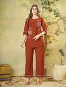 Diva 162 A Pure Cotton Multi Embroidery Thread Work Co Ords Set