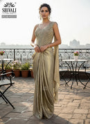 Shivali Bss8/45551 Metallic Gold Ready To Wear Cocktail Saree