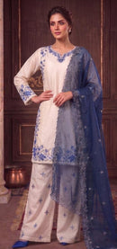 Hoor Tex HF 857 B Premium Roman Glass Silk Embroidered Pakistani Suit