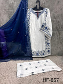 Hoor Tex HF 857 B Premium Roman Glass Silk Embroidered Pakistani Suit