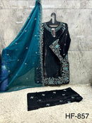 Hoor Tex HF 857 C Premium Roman Glass Silk Embroidered Pakistani Suit
