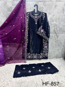 Hoor Tex HF 857 A Premium Roman Glass Silk Embroidered Pakistani Suit