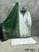 Hoor Tex HF 857 D Premium Roman Glass Silk Embroidered Pakistani Suit