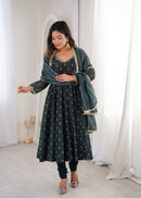 ZF 5021 A Elegant Heavy Crunchy Silk Jacquard Designer Anarkali Gown