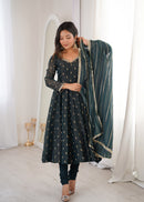 ZF 5021 A Elegant Heavy Crunchy Silk Jacquard Designer Anarkali Gown