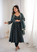 ZF 5021 A Elegant Heavy Crunchy Silk Jacquard Designer Anarkali Gown
