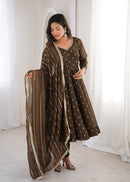 ZF 5021 B Elegant Heavy Crunchy Silk Jacquard Designer Anarkali Gown