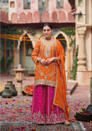 Eba Kanak 1797 Hevey Chinon With Emboidery Work Sharara Suit