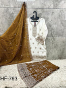 Hoor Tex HF 793 A Embroidered Heavy Crunchy Sharara Suit