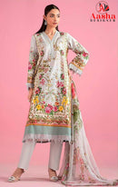 Aasha Designer 1207  Pure Cotton Printed Exclusive Patch Embroidery Pakistani Suit