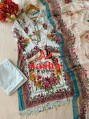 Aasha Designer 1207  Pure Cotton Printed Exclusive Patch Embroidery Pakistani Suit