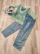 LW 9319 Sage Green Heavy Mirror Work Kurti Set