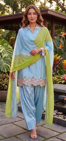 Hoor Tex 865 B Heavy Malai Satin Embroidered Work Suit