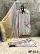 Hoor Tex 865 C Heavy Malai Satin Embroidered Work Suit