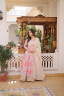 KA 1243 Digital Printed Russian Silk Embroidery Zari Sequins Work