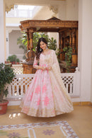 KA 1243 Digital Printed Russian Silk Embroidery Zari Sequins Work