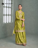 Aashirwad Creation 10405 Mor Bagh Olive Green Embroidered Sharara Suit