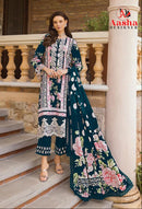 Aasha Designer 1126 C Pure Camric Cotton With Self Embroidery Work Pakistani Suit