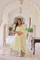 LW 7155  Vichitra Silk Zari Multi Thread Embroidered Work Lehenga