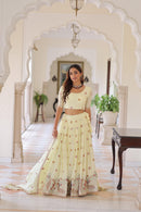 LW 7155  Vichitra Silk Zari Multi Thread Embroidered Work Lehenga