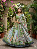 KA 5072 B Designer Digital Printed With  Embroidery Work  Lehenga