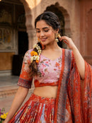 KA 5072 A Designer Digital Printed With  Embroidery Work  Lehenga