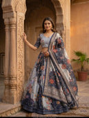 KA 5072 E Designer Digital Printed With  Embroidery Work  Lehenga