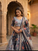 KA 5072 E Designer Digital Printed With  Embroidery Work  Lehenga