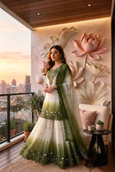 PD 1156 A Heavy Dual Tone Peding Star Georgette Embroidery Sharara Suit