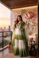 PD 1156 A Heavy Dual Tone Peding Star Georgette Embroidery Sharara Suit