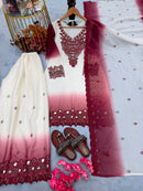 PD 1156 B Heavy Dual Tone Peding Star Georgette Embroidery Sharara Suit