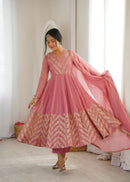 JF 050 Designer Crunchy Silk With Fully Flair Anarkali Gown