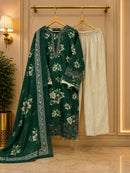 Premium Green Floral Embroidered Work Pakistani Suit