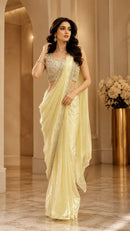 A 538 C Premium Luxury Gold Metallic Organza Saree