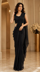 A 538 B Premium Luxury Gold Metallic Organza Saree