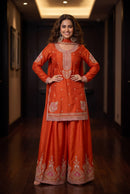 Aurraa Designer 7101 C Premium Chinon Work Sharara Suit