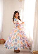 GFS 62 Designer Printed Organza Embroidery Work Anarkali Gown