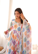 GFS 62 Designer Printed Organza Embroidery Work Anarkali Gown