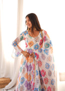 GFS 62 Designer Printed Organza Embroidery Work Anarkali Gown
