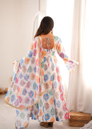 GFS 62 Designer Printed Organza Embroidery Work Anarkali Gown