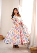 GFS 62 Designer Printed Organza Embroidery Work Anarkali Gown