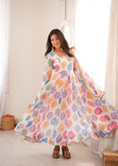 GFS 62 Designer Printed Organza Embroidery Work Anarkali Gown