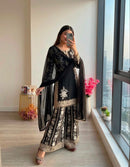 PD 1157 A Georgette Heavy Embroidery Sequence Work Suit