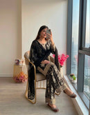 PD 1157 A Georgette Heavy Embroidery Sequence Work Suit