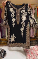 PD 1157 A Georgette Heavy Embroidery Sequence Work Suit